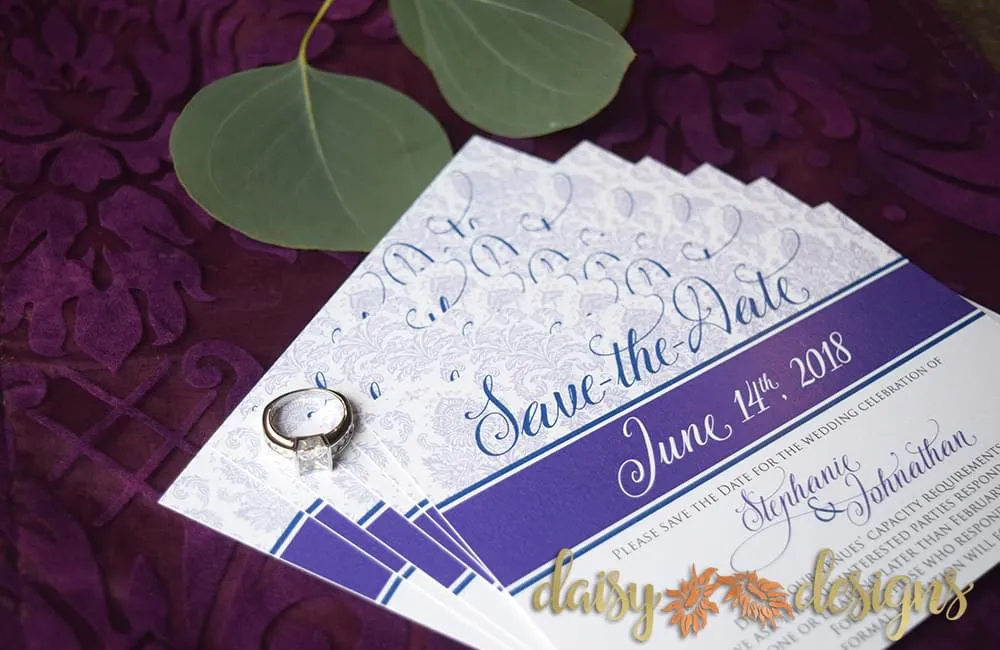 Plum Damask save-the-date