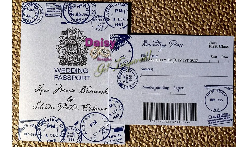 Passport blue invite and rsvp