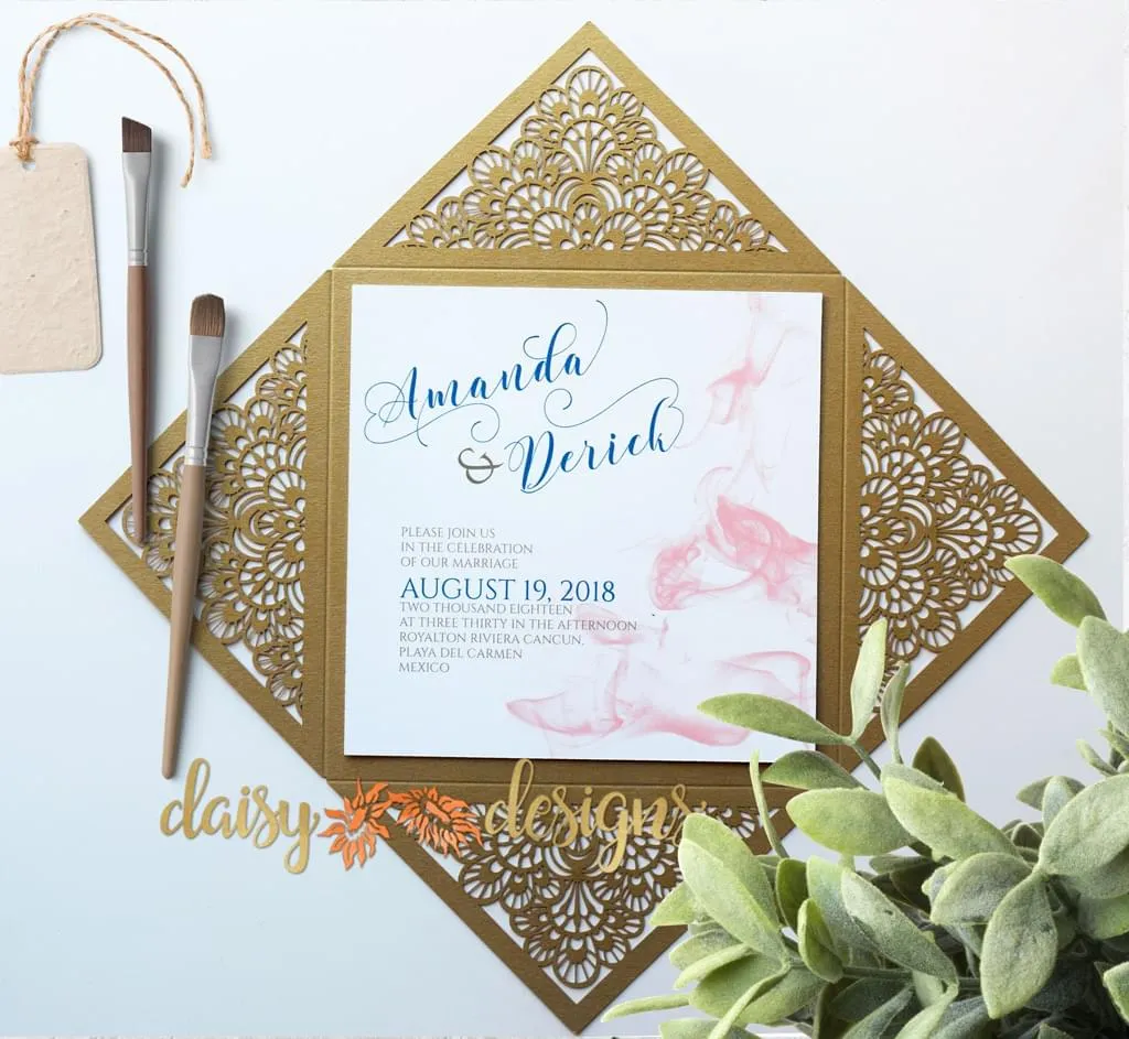 Smokey Blush on Gold Laser-cut display
