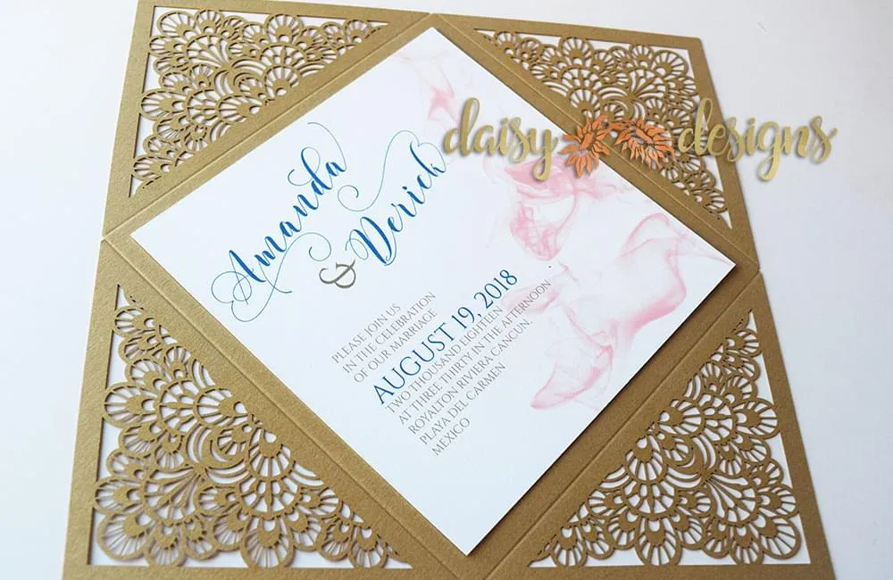 Smokey Blush on Gold Laser-cut background