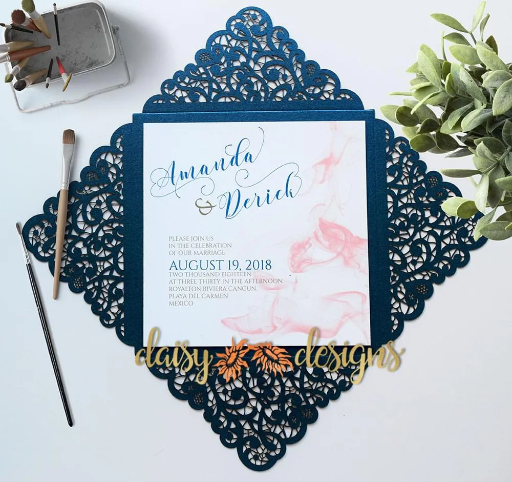 Smokey Blush on Blue Laser-cut Display