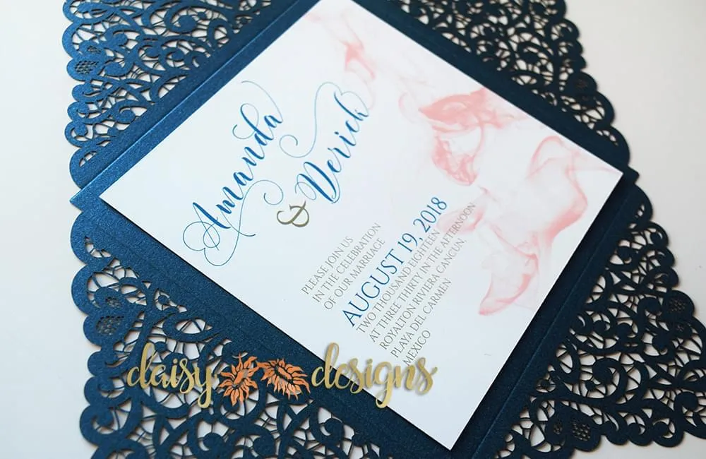 Smokey Blush on Blue Laser-cut - Close-up