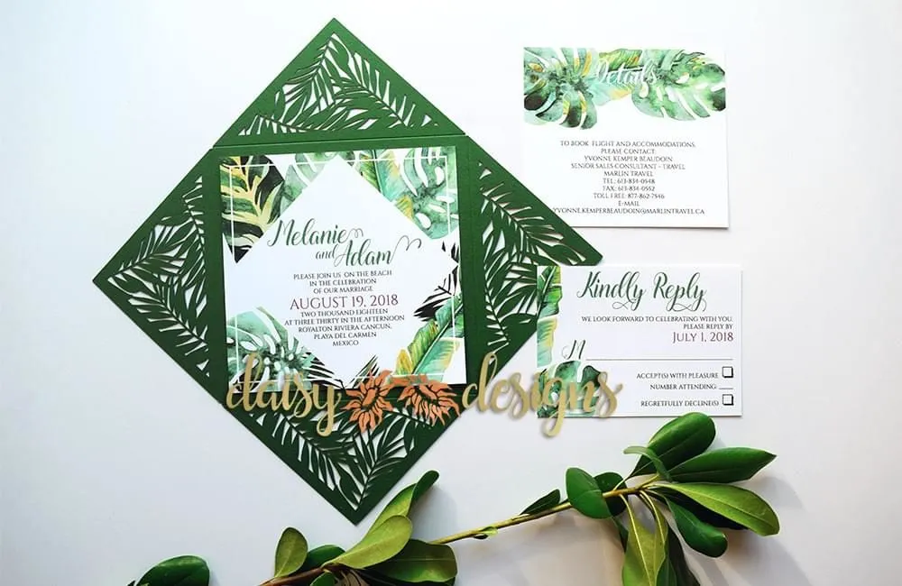 Tropical Laser-cut suite of stationery