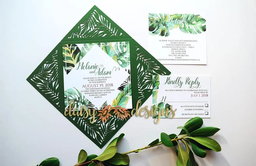 Tropical Laser-cut suite of stationery