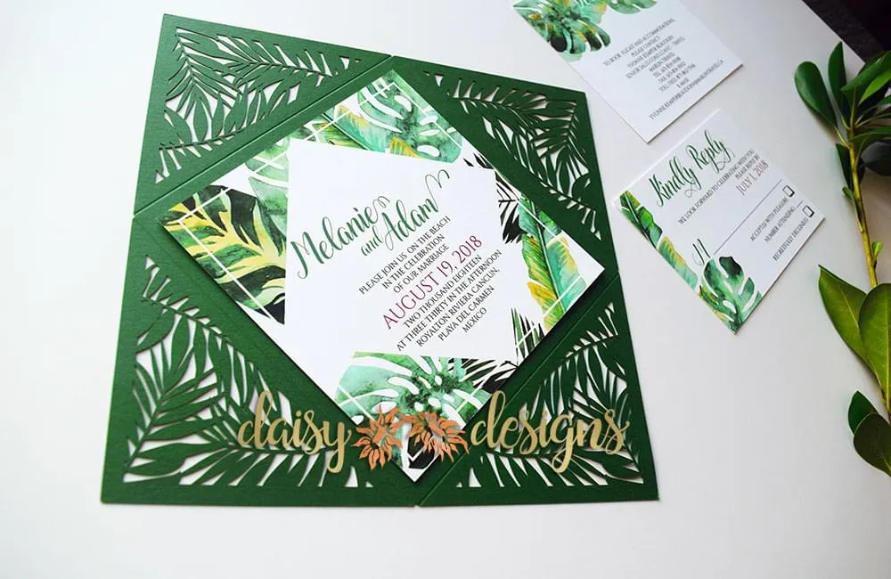 Tropical Laser-cut suite of stationery