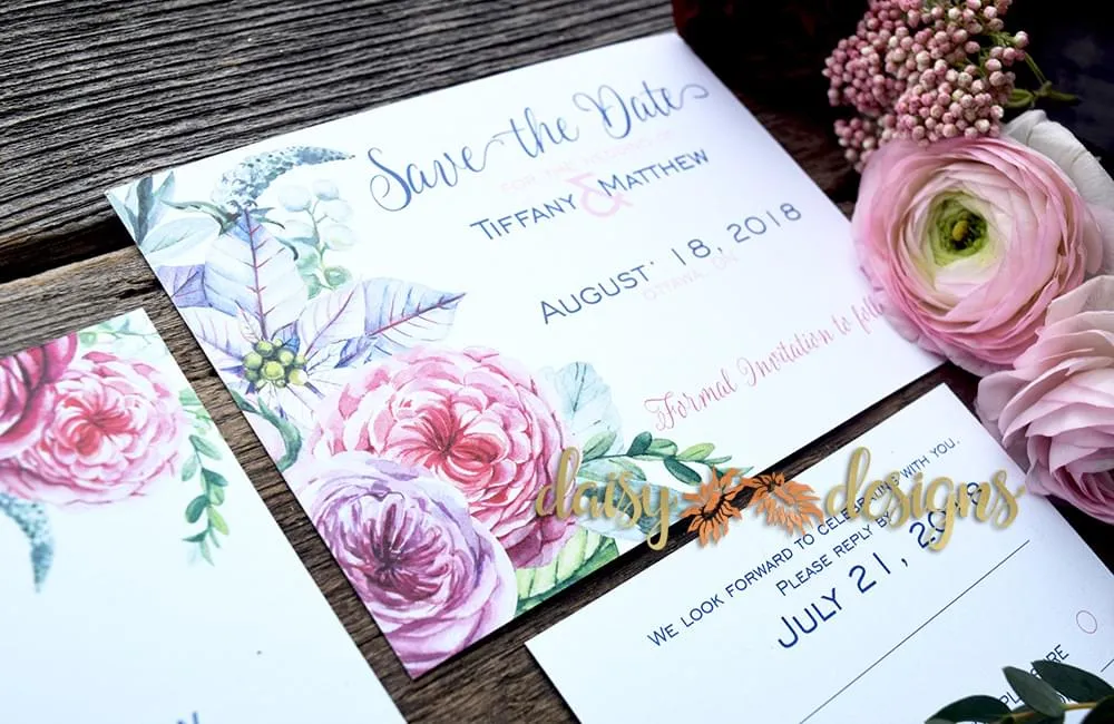 Ranunculous save-the-date card