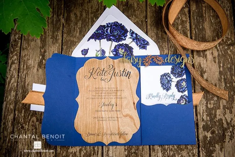 Wood and Roses invite and rsvp