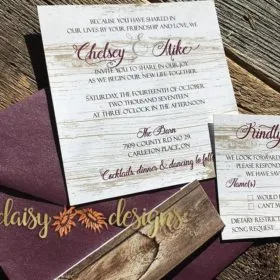 Burgundy Barn invite and rsvp