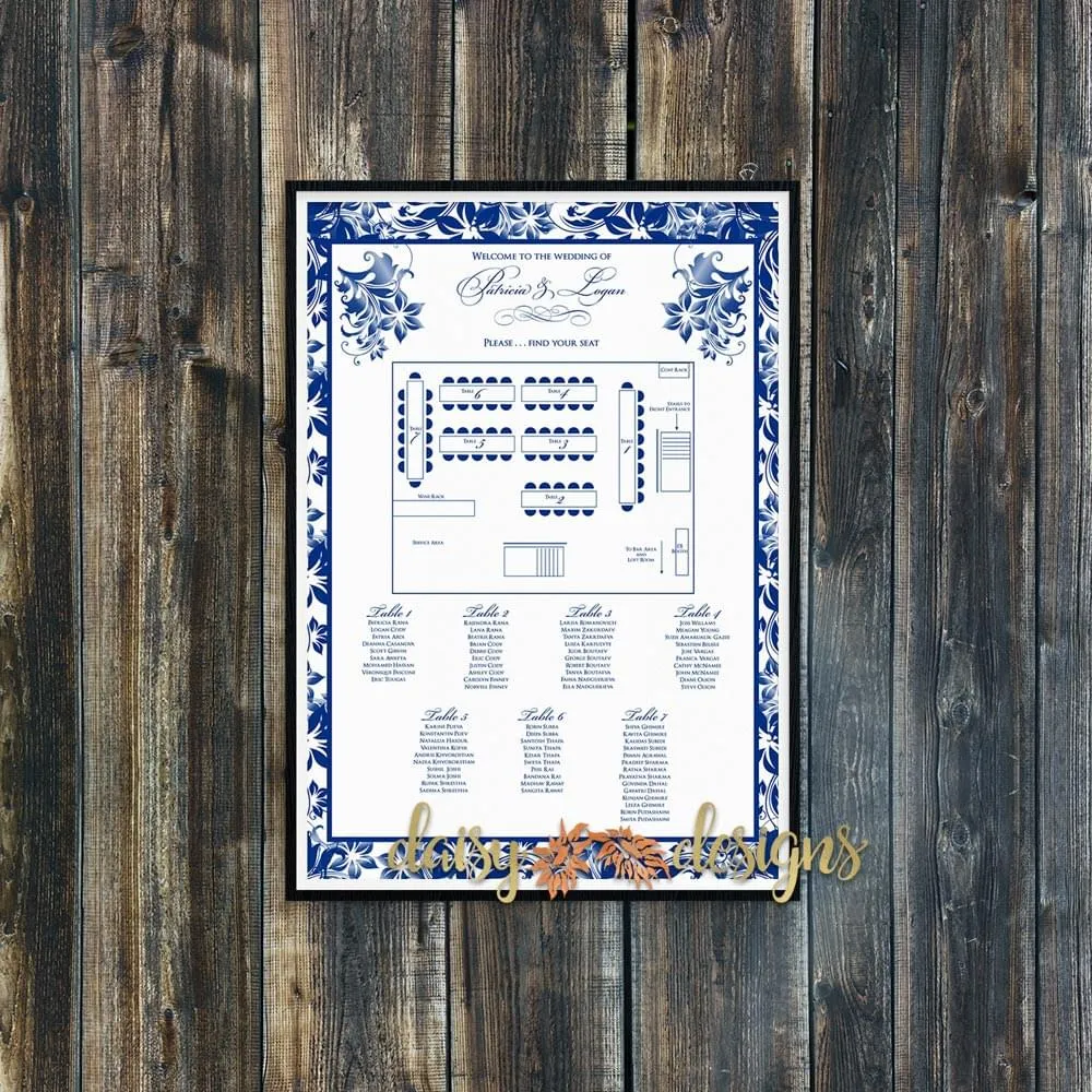 Navy Floral Seating Chart