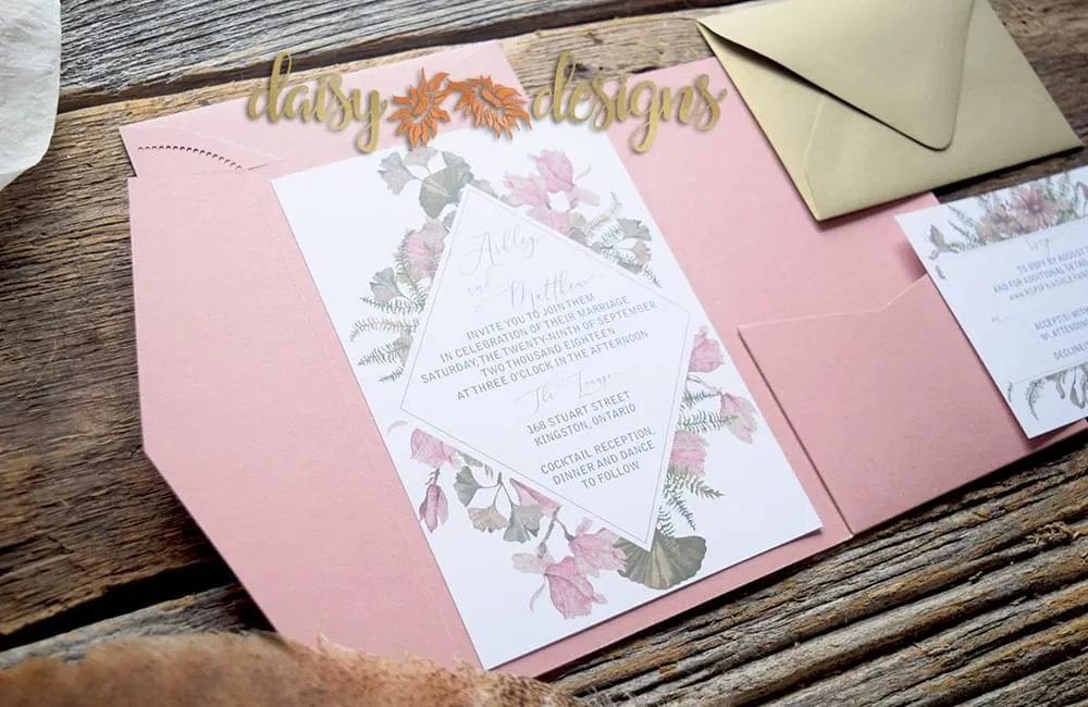 Dusty Daisy invitation suite