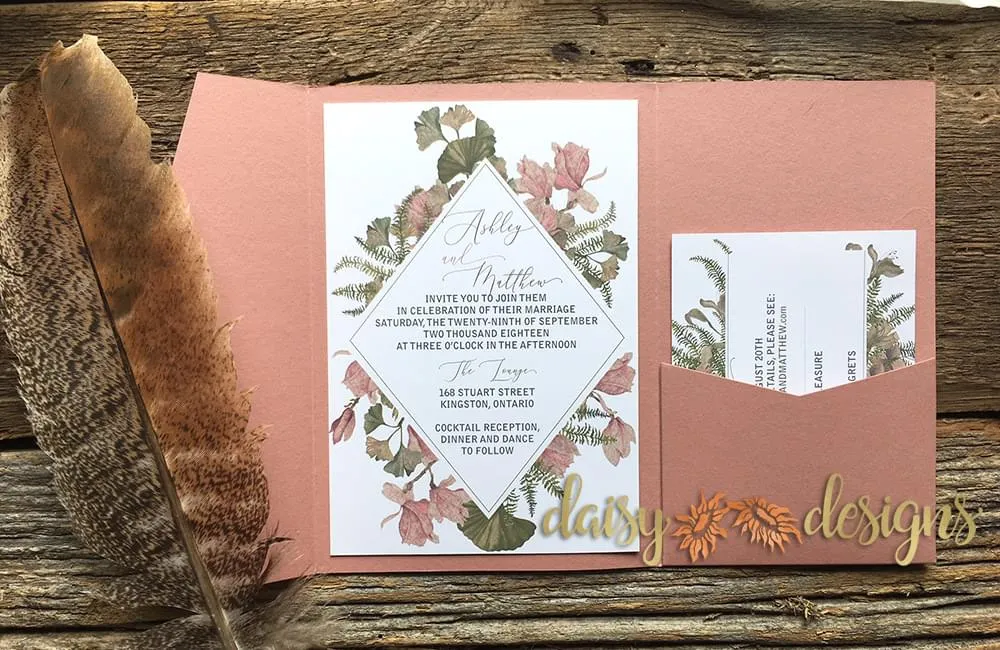Dusty Daisy invitation suite