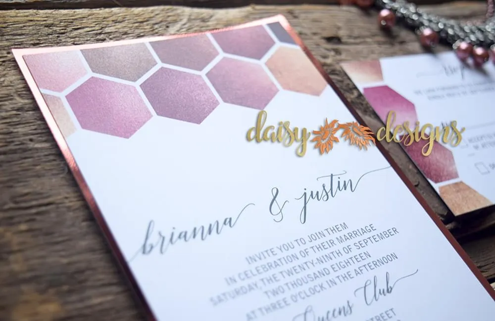 Rose Gold Honeycomb on mirror paper