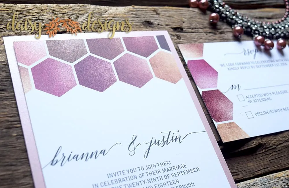 Rose Gold Honeycomb on Misty rose