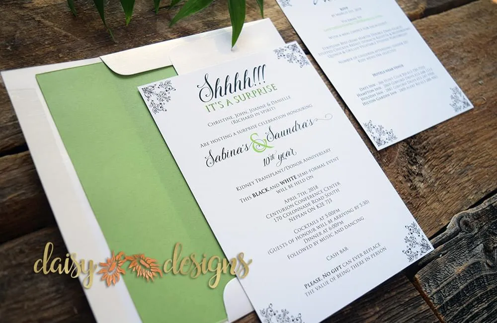 Apple Green Surprise invite suite