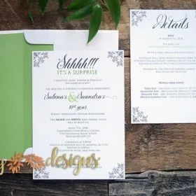 Apple Green Surprise invite suite