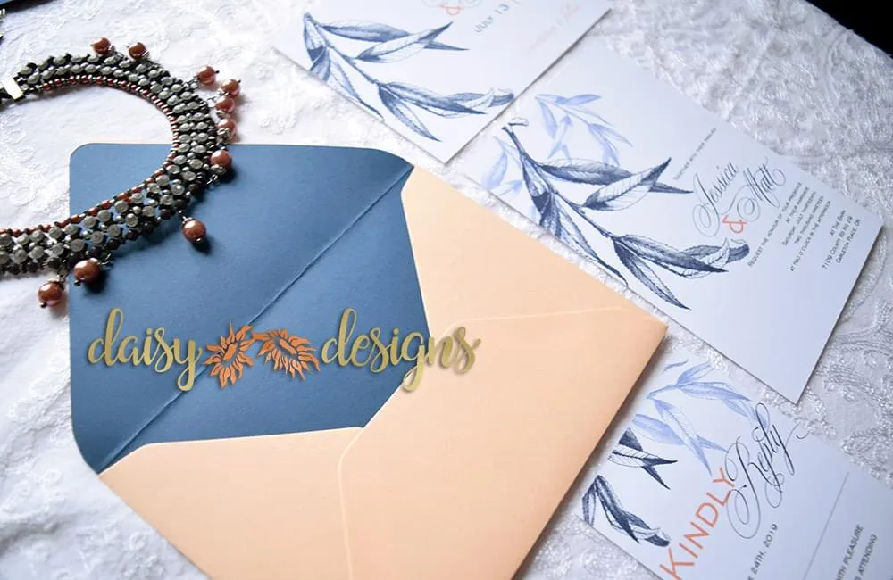 Willow Navy Blush envelope liner