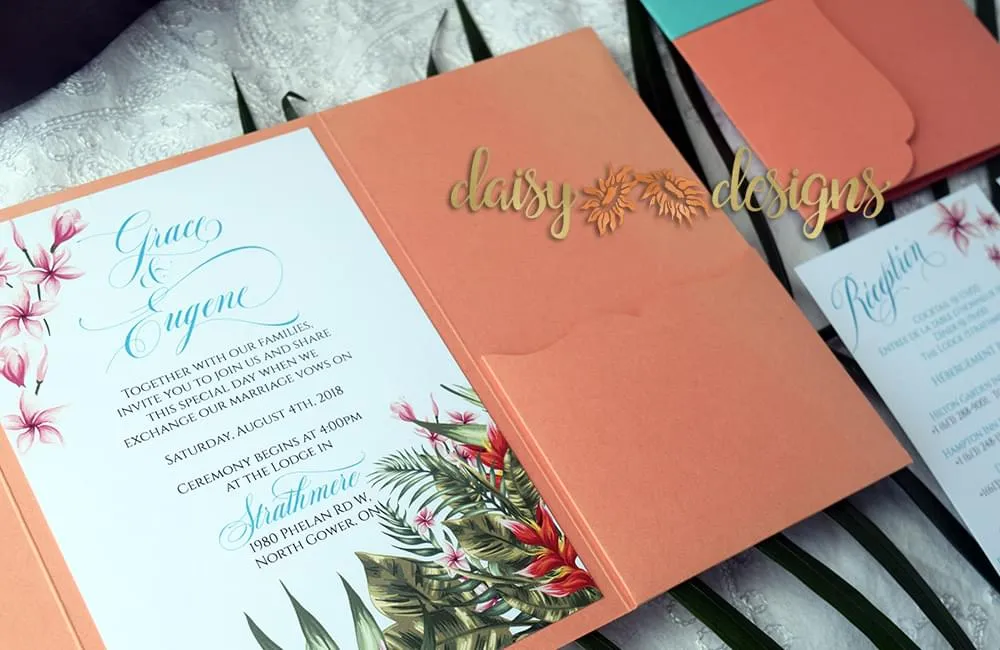 Caribbean Paradise invite and pocket