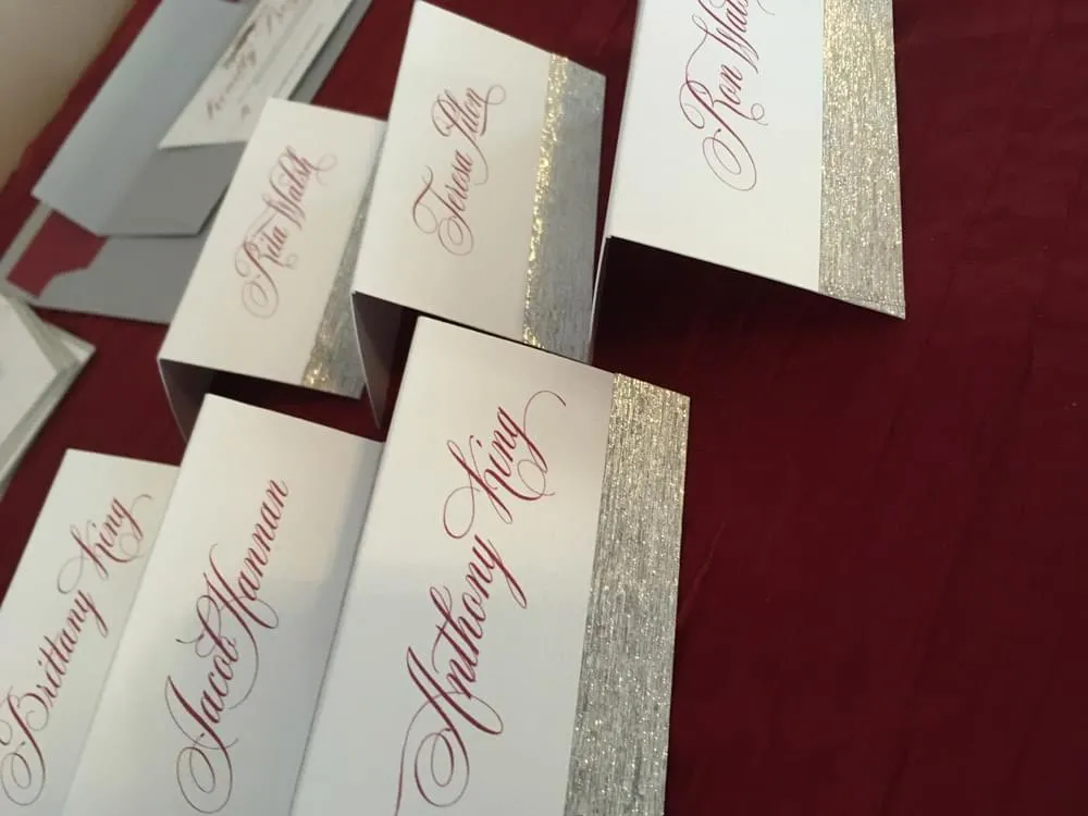 Scarlet and Silver place cards