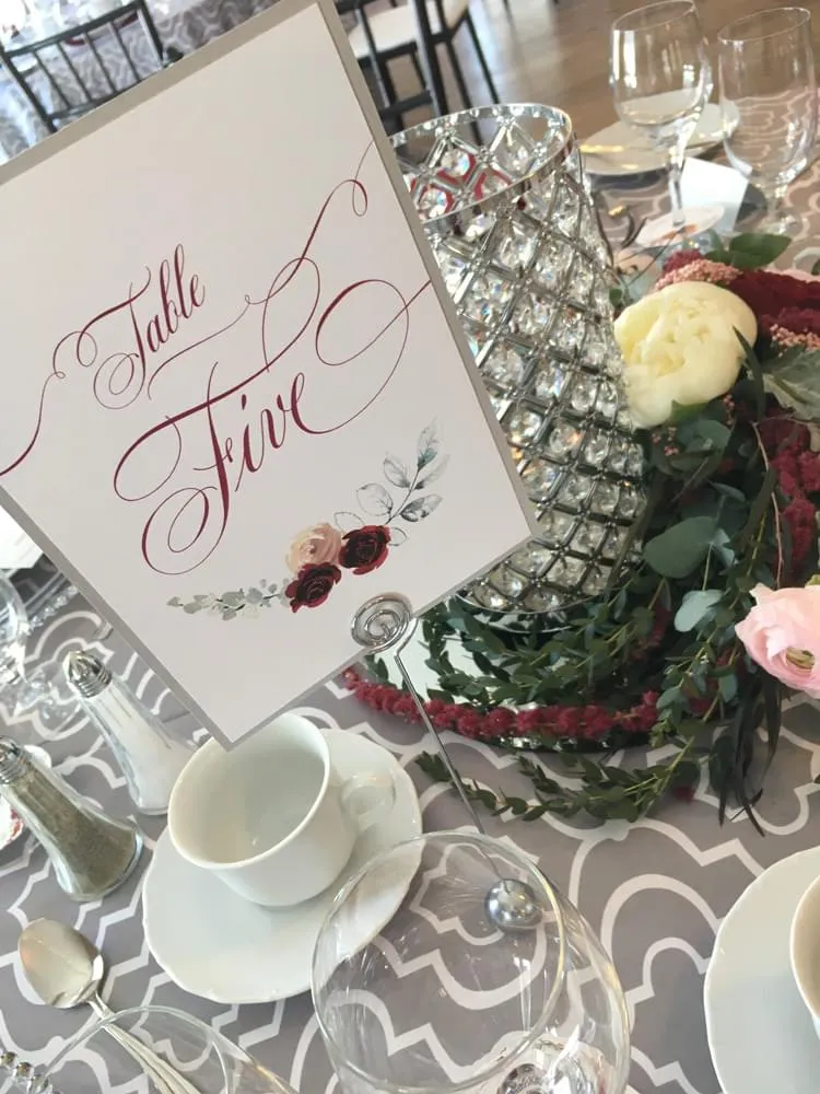 Scarlet and Silver table number card