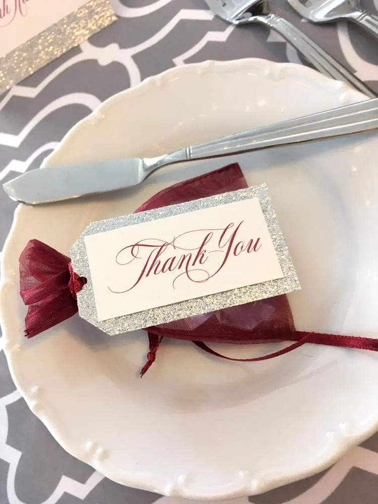 Scarlet and Silver thank you tag