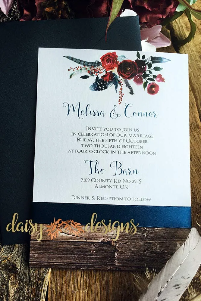 Navy and Merlot invite