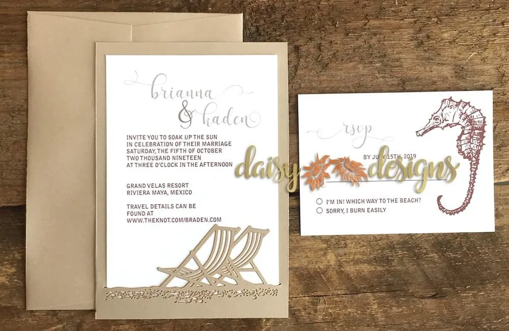 Beach Chairs laser cut invitations