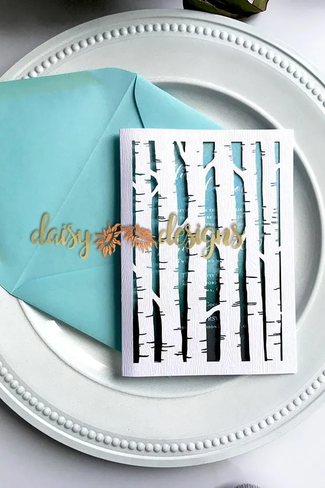 Birch Tree invite and envelope
