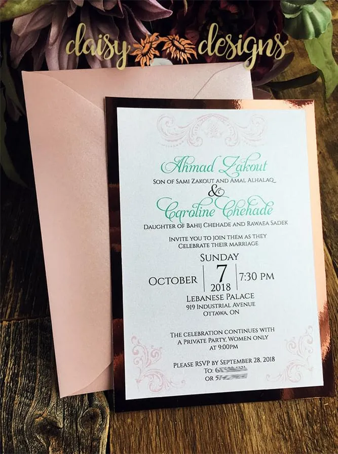 Blush Turquoise with upgrade envelope