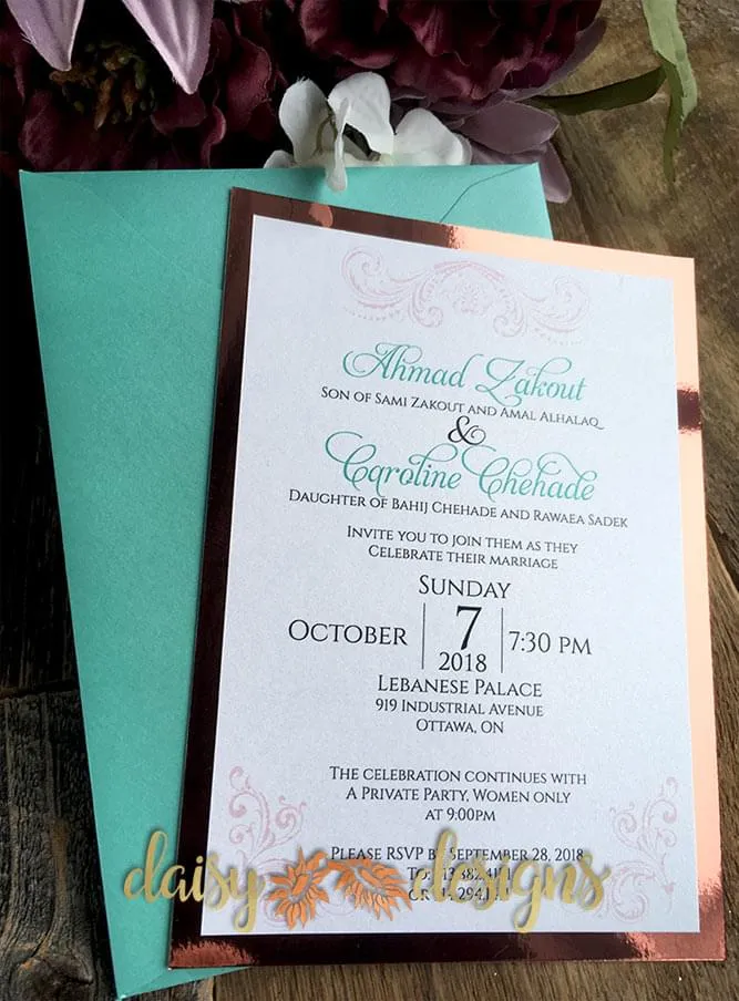 Blush Turquoise with upgrade envelope