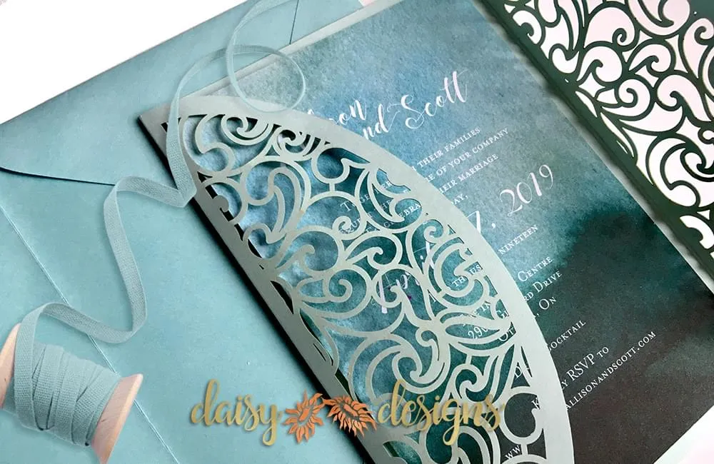 Swirl Gatefold - invite partly open
