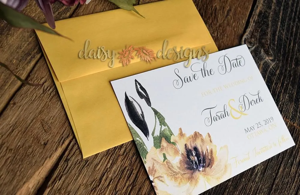 Waterlily Ochre save the date cards