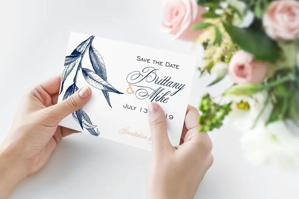 Willow Save-The-Date card in Navy-Blush