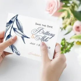 Willow Save-The-Date card in Navy-Blush