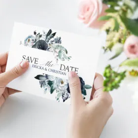 Midnight Peonies Save-The-Date card