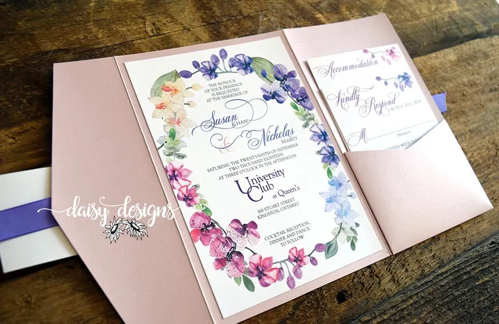 Orchids invitation pocket