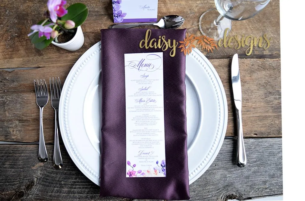 Orchids menu on place setting