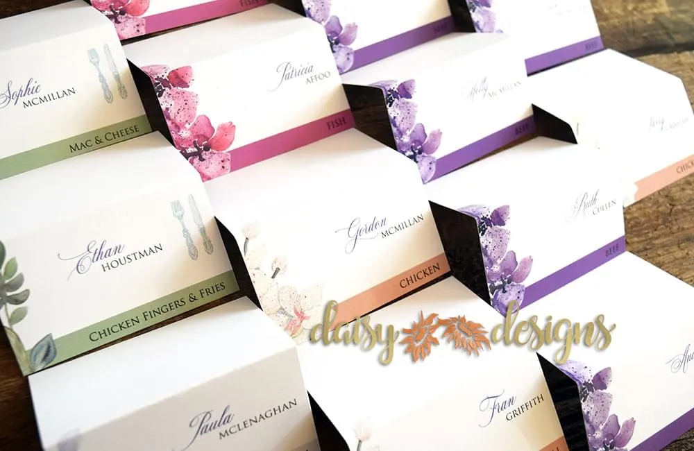 Orchids seating cards folded