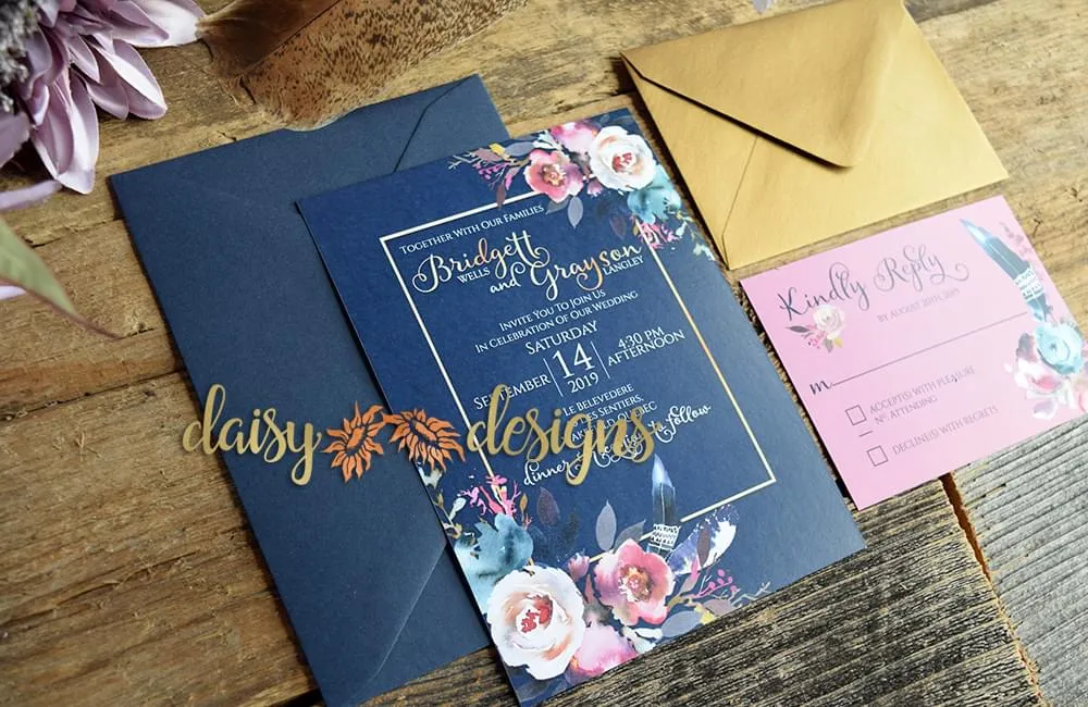 Pretty in Pink invite with envelope