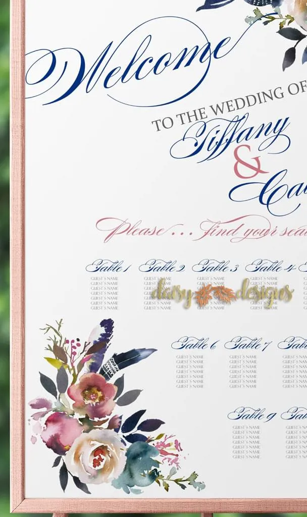 Navy Merlot Seating Chart Details