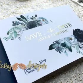 Foil Navy Save-the-date closeup