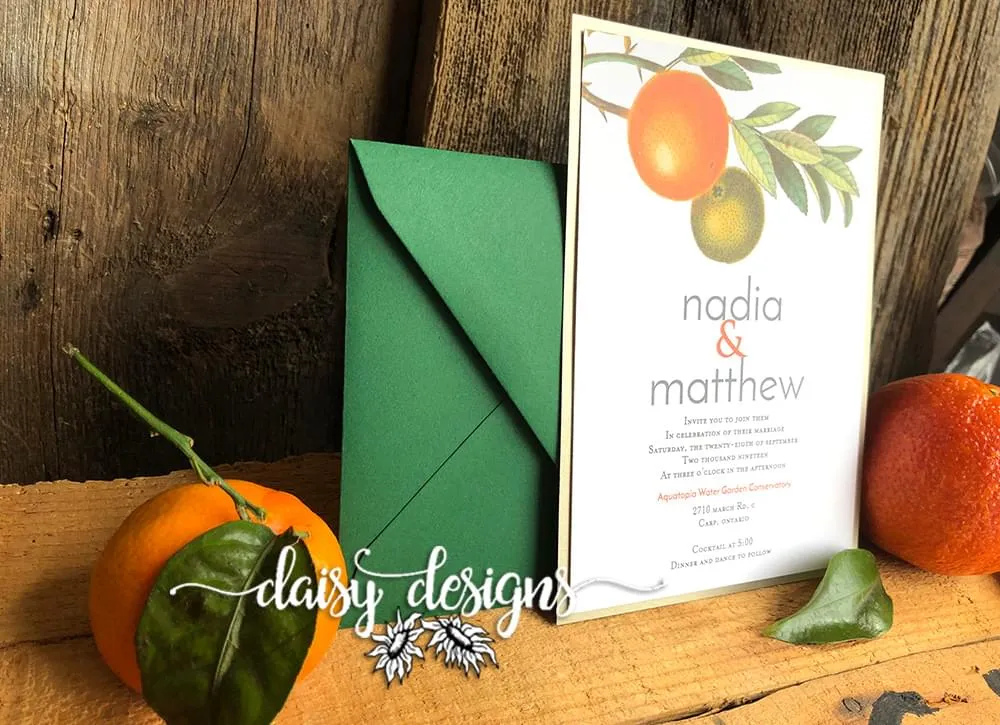 Citrus Grove invite and envelope