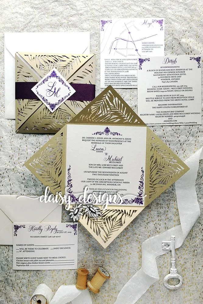 Plum Lasercut Leaves suite