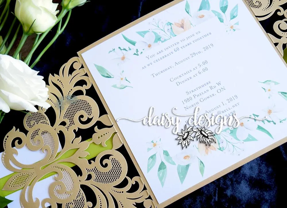 White Blossoms gate fold laser cut open