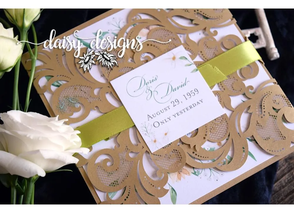 White Blossoms gate fold laser cut closed