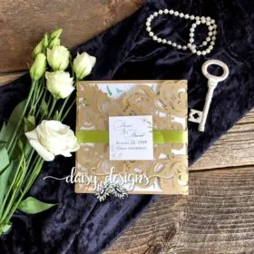 White Blossoms gate fold laser cut