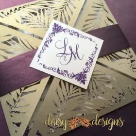Plum Lasercut Leaves invite