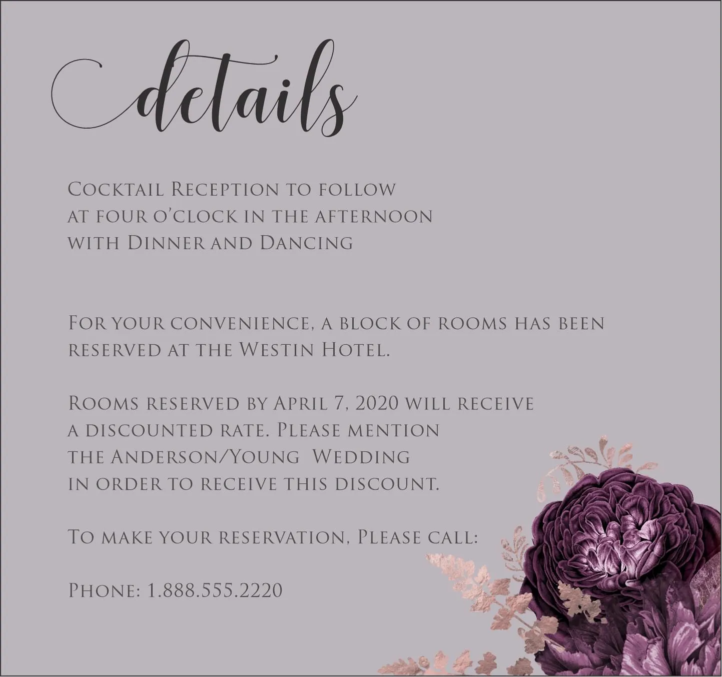 Moody Mauve Roses details card