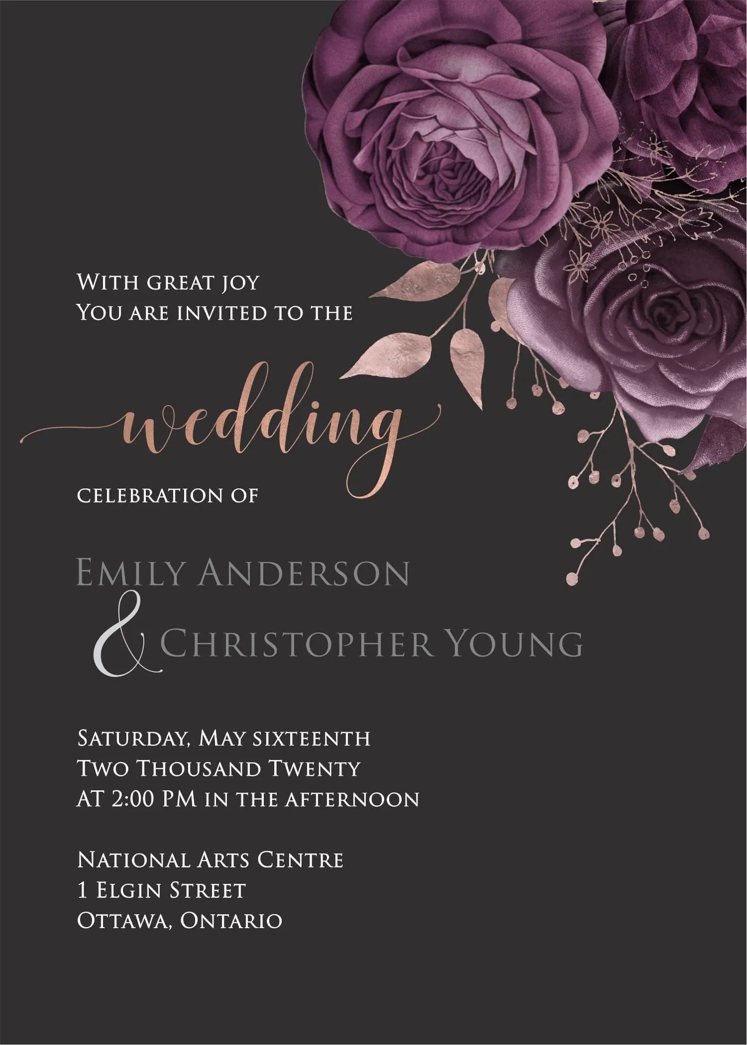 Moody Mauve Roses invite