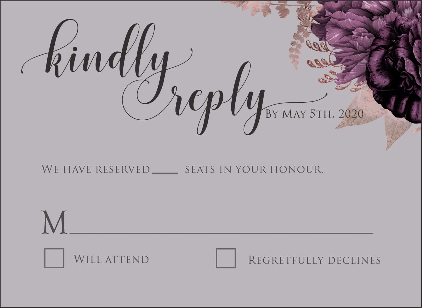 Moody Mauve Roses RSVP closeup