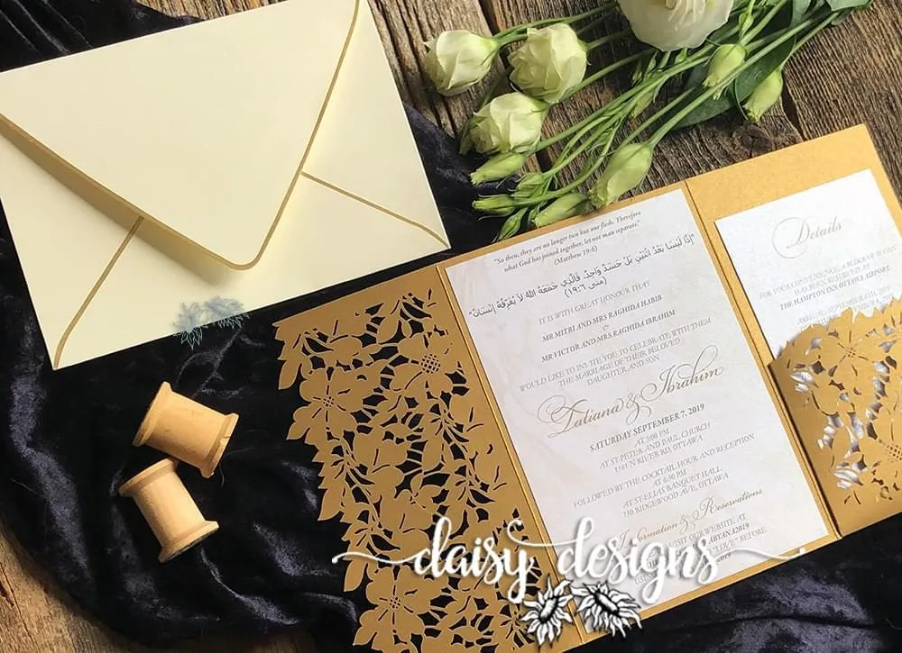 Marble and Gold laser cut invite